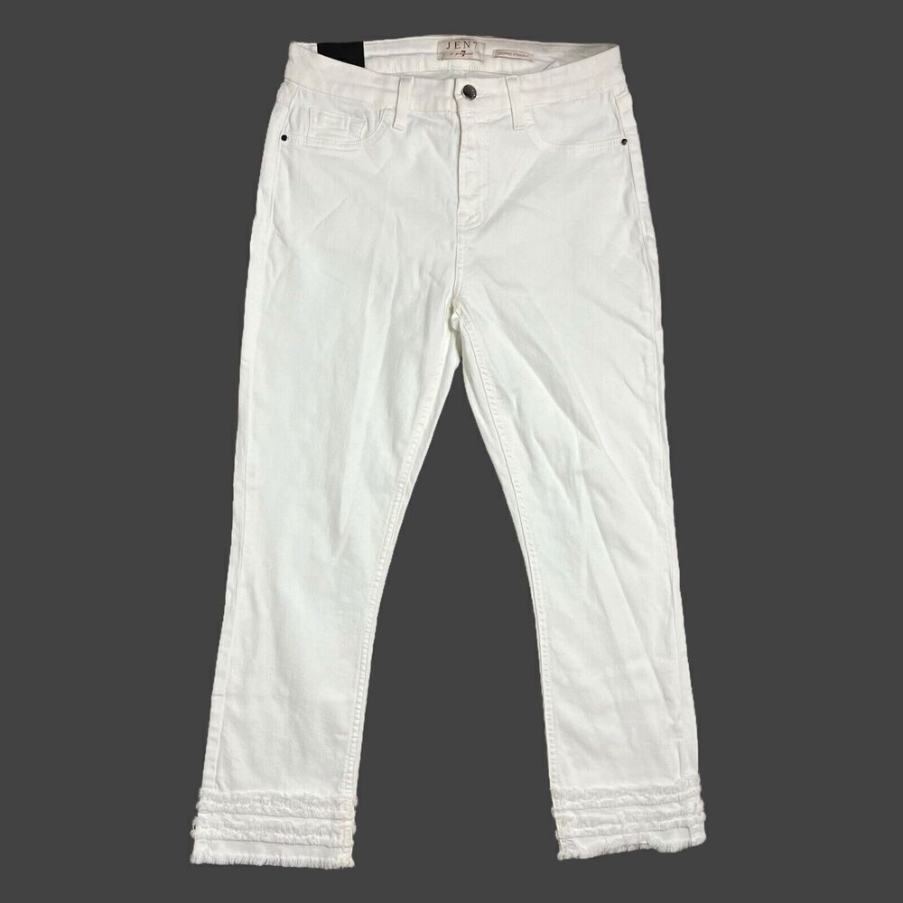 JEN7 by 7 for All Mankind Jeans WMNS 6 Straight Crop & Roll Denim Ruffle Hem‎